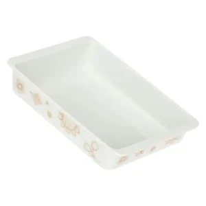 Pirofila rettangolare in porcellana bianca THUN con decorazioni floreali stilizzate sui bordi.
