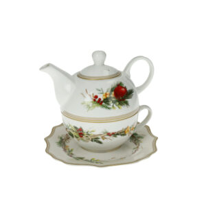 Teiera con tazza e piattino, collezione Carol Natale di Brandani