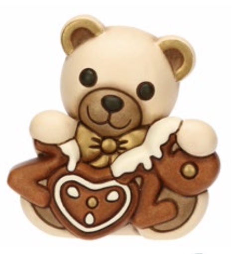 Teddy Buon Anno 2026 in ceramica crema, Thun