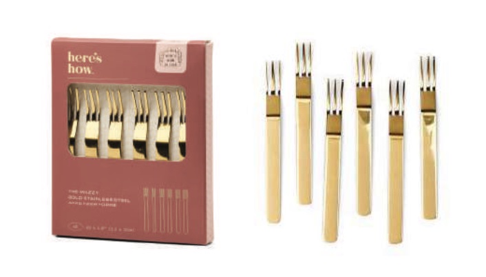 Set 6 forchettine per antipasti Gold - Idea Regalo