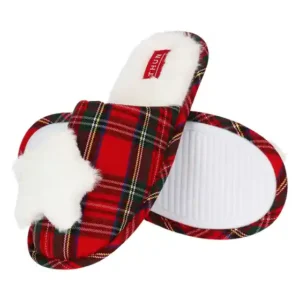Pantofole in tartan con stella, 38/39 - Idea Regalo Thun