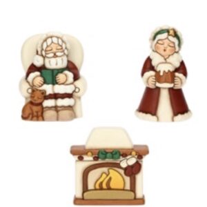 Babbo e mamma Natale con camino in ceramica, Thun