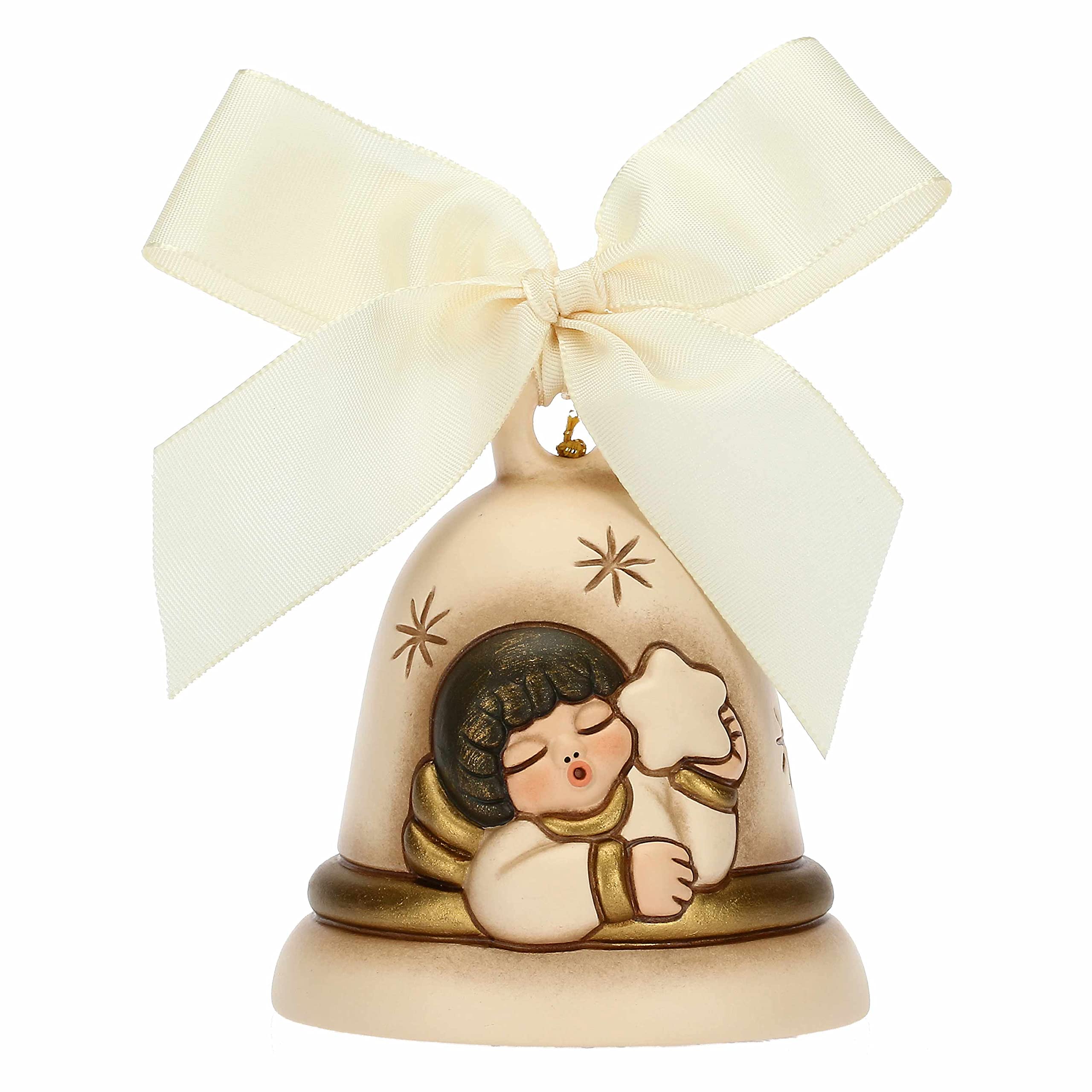 Campanella Beige THUN - Limited Edition 2022 - Ceramica Decorata a Mano con Iconico Angelo con Stella