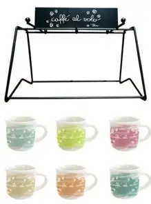 Set tazzine in vetro con espositore x Caffitaly Thun