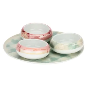 Set piatto con 3 ciotoline in porcellana Bloomia Thun