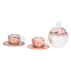Set 2 tazzine caffè con zuccheriera in porcellana Bloomia Thun
