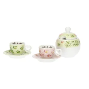 Set 2 tazze espesso Cuori in fiore con zuccheriera Thun