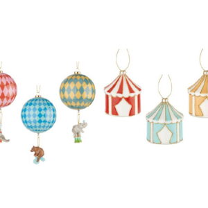 Christmas circus, set 6 pezzi palle da circo, ø 7,5x8h / ø 7,5x15h cm L'Oca Nera