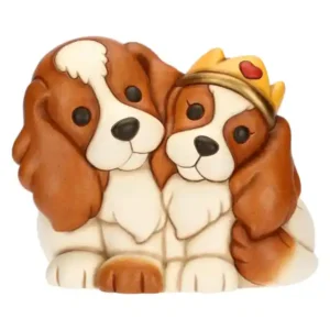 Coppia cani Cavalier King in ceramica thun