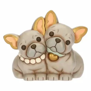 Coppia cani bulldog francese in ceramica, media