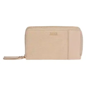 Portafoglio con doppia zip, taupe