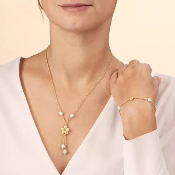 Collana girocollo con pendente margherita e perle a goccia Thun - immagine 2