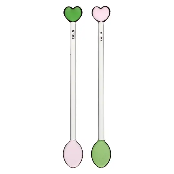 Set 2 cucchiaini con cuori in vetro borosilicato Thun