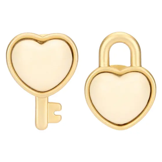 Orecchini pin cuore con chiave e lucchetto - immagine 3
