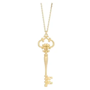 Collana lunga con pendente chiave con quadrifoglio Thun