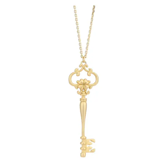 Collana lunga con pendente chiave con quadrifoglio Thun