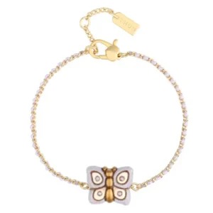 Bracciale catena e tessuto con farfalla