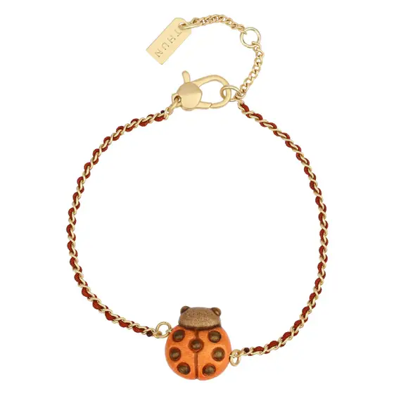 Bracciale catena e tessuto con coccinella