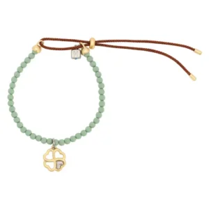 Bracciale con perline colorate e pendente quadrifoglio