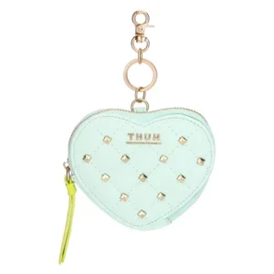 Portachiavi astuccio cuore con borchie, verde acqua