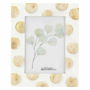 Portafoto Pois Oro, Tiguardo - Poly Resina/ Velluto /Mdf/Vetro/ Metallo (Ferro), 13 x 18 cm