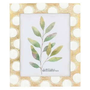 Portafoto Oro Pois B, Tiguardo - Poly Resina/ Velluto /Mdf/Vetro/ Metallo (Ferro), 20 x 25 cm