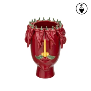 Vaso L Rosso, Arciboldo - Porcellana, 22,5x22,5x32 cm