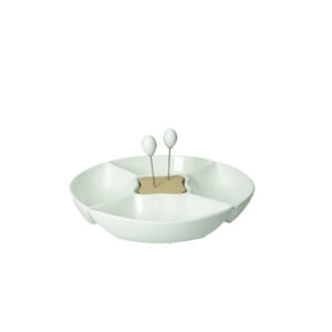 Brandani - Antipastiera Classic porcellana bianca e 2 forchettine Inox