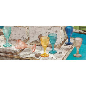 Brandani - LIQUORINO CALICE SHOT PLISSE' SET 6 PZ COLORI ASSORTITI VETRO