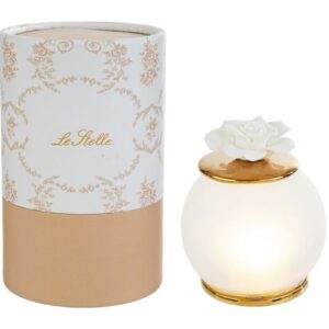 Bomboniera Lampada Led con fiore rosa in porcellana - Le Stelle