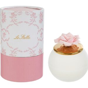 Candela con fiore in porcellana Rosa col. Rosa - Le Stelle