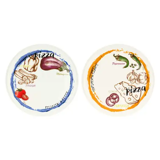 Set 2 piatti pizza Acqua e Farina, arancio e blu Thun