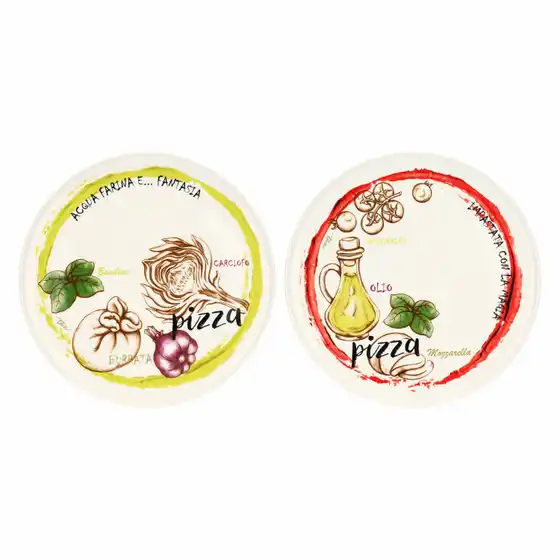Set 2 piatti pizza Acqua e Farina, rosso e giallo Thun