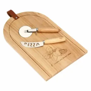 Set tagliere in legno e 2 taglia pizza Acqua e Farina Thun