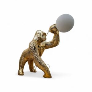 Lampada Scultura Gorilla "King Gold" – Resina e Polvere di Marmo | Mia Design