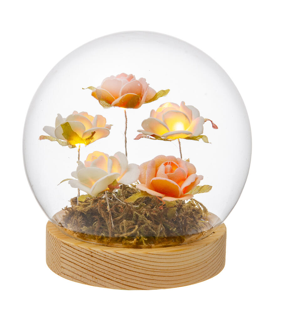 Sfera in Vetro con Rose e Luci LED Palais Royal – Ø 12 cm
