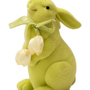 Coniglio Verde Vellutato con Tulipani Palais Royal Lamart - Decorazione Pasqua