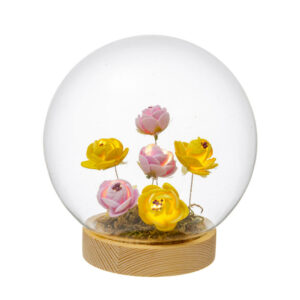 Sfera LED in Vetro con Rose Gialle e Rosa Palais Royal – Ø 15 cm