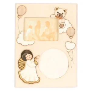 Thun - Portafoto con calco manina Angelo con teddy in ceramica