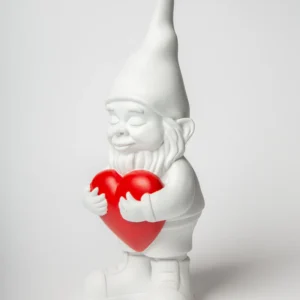 Blogo - Gnomo bianco con cuore rosso in resina