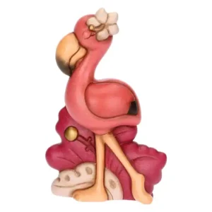 Thun - Fenicottero Rose con fiore in ceramica, grande