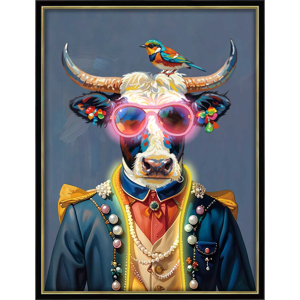 Palais Royal - Quadro Canvas LED – Cow Gentiluomo Pop Chic 80x80cm