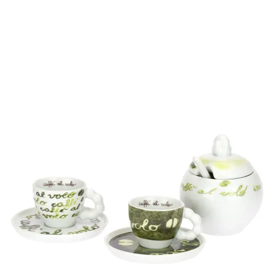 Set 2 Tazzine con Piattino e Zuccheriera, caffè al volo Thun