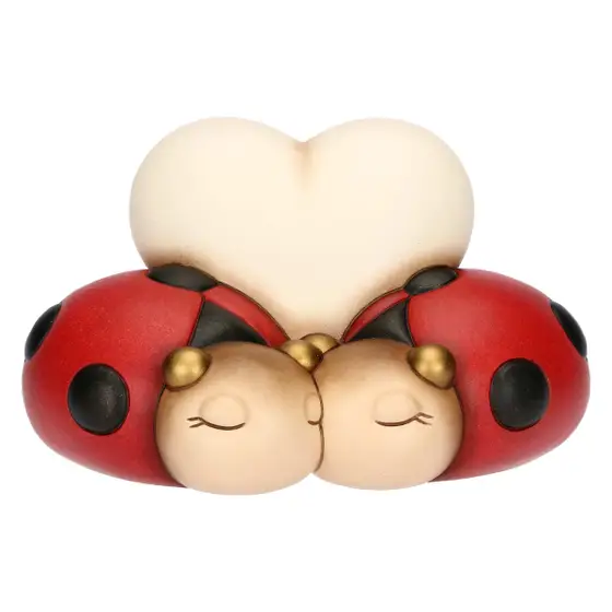 Coppia di coccinelle con cuore in ceramica Thun